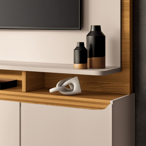 Estante Painel De Tv 70 Pol 180cm Luma H01 Cinamomo/off Whit Cor Marrom amarelado