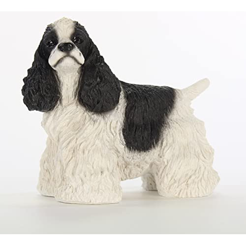 Figurina De Cocker Spaniel Blanco Y Negro