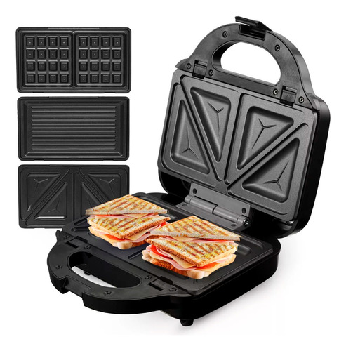 Sandwichera Tostadora Grill Panini Waflera Electrica 3 En 1 