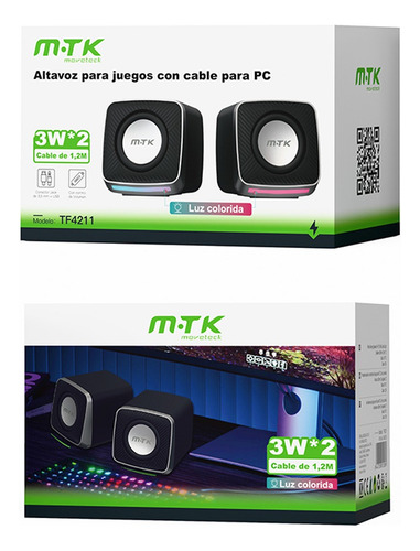 Bocina Para Pc Speaker Subwoofer Portable Con Rgb
