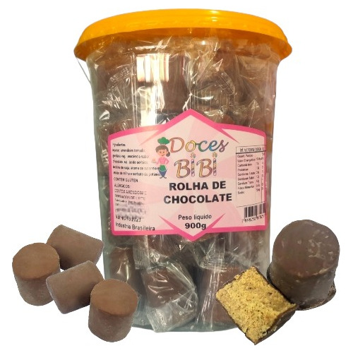 Paçoca Rolha Com Chocolate Pote C/50 Un Mercearia Paçoquinha