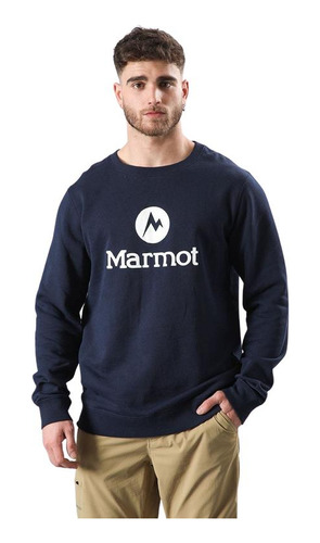 Poleron Hombre Marmot Circle Logo Crew Azul