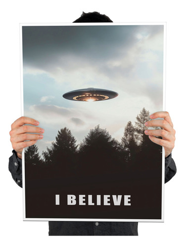 I Believe Ovni Ufo Uap Poster 70 X 100 Vinil Adhesivo