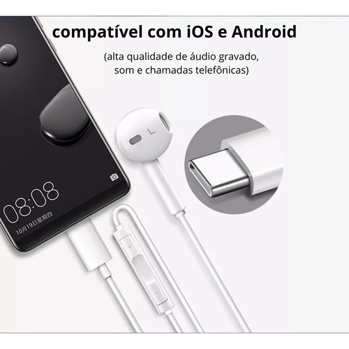 Fone De Ouvido Com Fio Tipo-c Intra-auricular Microfone