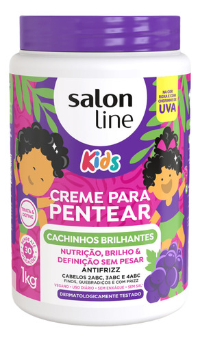 Creme Pentear Kids Salon Line 1kg Antifrizz Cachinhos Brilha
