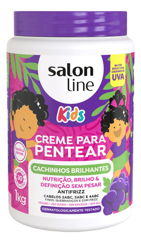 Creme Pentear Cachinhos Kids Cheirinho Uva Salon Line 1kg