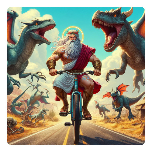 Mousepad Zeus Andando En Bicicleta Dragon Dinos M3