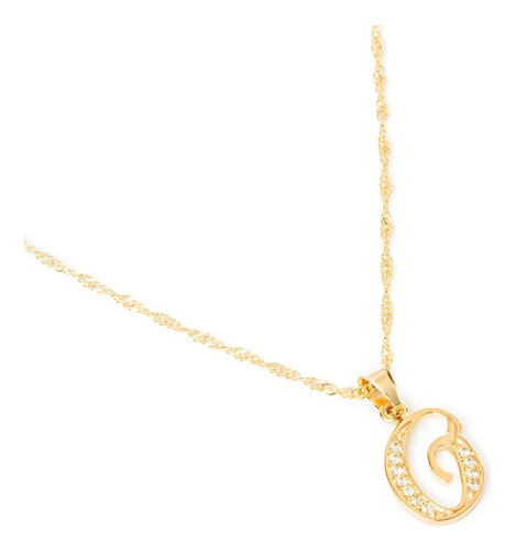 Dije Inicial / Letra O Con Zirconias Y Cadena Chapa Oro 18k Color Dorado