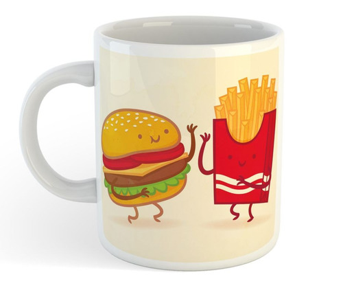 Taza De Ceramica Dia Del Amigo M1 Papas Hamburguesa