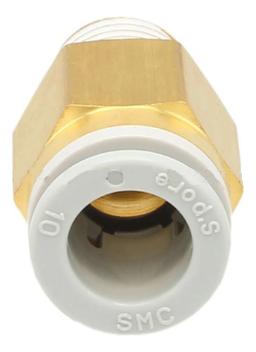 Racor Conector Smc Kq2h10-01as Rosca G1/8 Mang. 10mm 2 Pzs Blanco