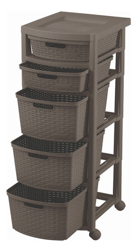 Cajonera Organizador Rimax Símil Rattan Con 5 Cajones