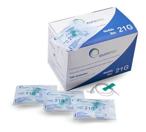 Aguja / Equipo Pericraneal Euromix 21g Caja X 100 Un