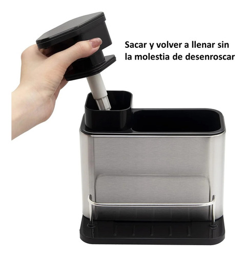 Dispensador De Jabón Y Porta Esponja Organizador 3 En 1