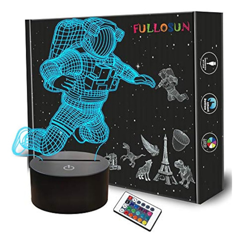 Spaceman 3d Night Light, Astronaut Rocket Lámpara De Ilusión