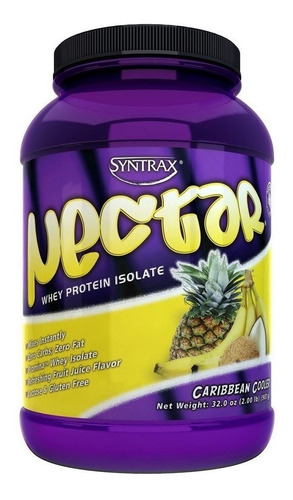 Suplemento em pó Syntrax  Nectar proteína Nectar sabor  caribbean cooler em pote de 907g
