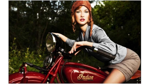 Lienzo Tela Publicidad Poster Motocicleta Indian Scout Girl