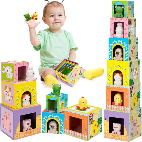 Farm Toys For 1 Year Old, Animal Sorting & Stacking Blo...