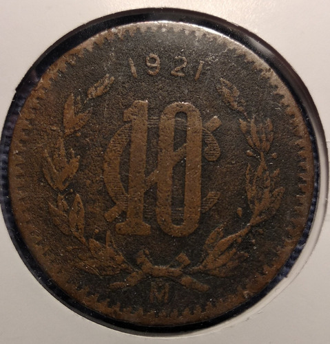 Moneda 10 Centavos Monograma 1921 Fecha La Más Escasa.