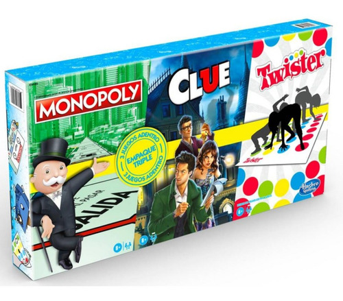 Imagen 5 de 10 de Set 3 Juegos De Mesa Hasbro Original Monopoly Clue Y Twister