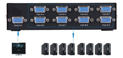 Vga Swicther Caja 8 En Un Salida Con Botón Accesorios