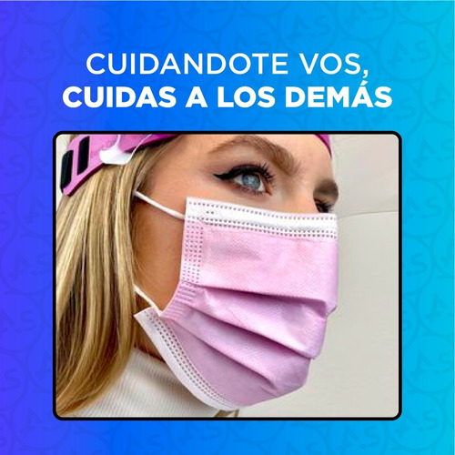Imagen 7 de 10 de Barbijo Rosa Quirurgico Tapaboca Descartable X100u Tricapa