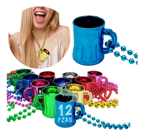 12 Collar Vaso Shot Caballito Tequilero Mardi Gras Fiesta