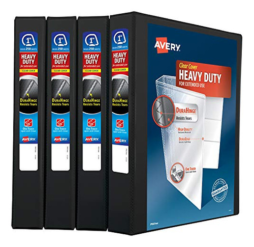 Heavy Duty View 3 Ring Binder, 1  One Touch Slant Ring,...