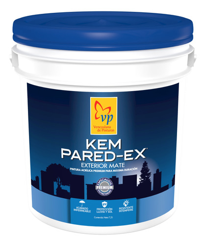 Pintura Kem Pared Caucho Mate De Exterior Blanco 5 Galones