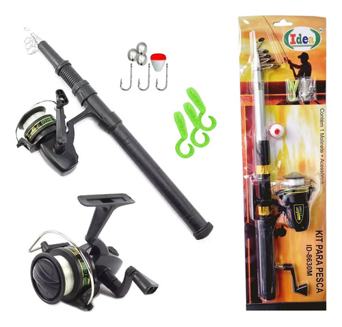 Kit De Pesca Completo Vara 2,10m Molinete Xt1000 Iniciante Cor Prateado