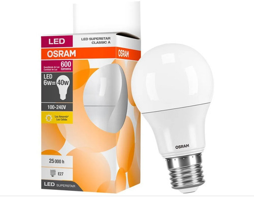 Imagem 1 de 5 de Kit 10 Lâmpada Led Bulbo 6w E27 Osram Bivolt 3 Anos Garantia