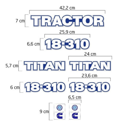 Kit Adesivo 18-310 Titan Tractor Caminhão Volkswagen Cummins