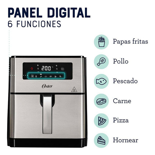 Freidora De Aire Digital Oster® Con Capacidad De 9l Ckstaf90 Color Plateado