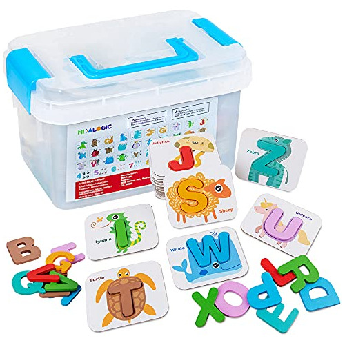 Alphabet And Numbers Flash Cards Set - Abc Wooden Lette...