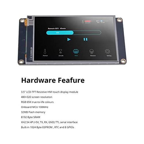 Módulo De Pantalla Hmi Mejorado Nextion 3.5 Nx4832k035 Resis