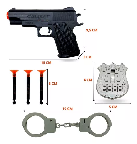 Arminha De Brinquedo Pistola Lança Dardos Algema Policial