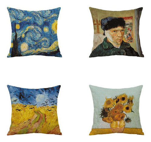 4pcs Fundas De Almohada Con Pinturas Al Óleo De Van Gogh