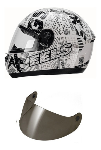 Capacete Moto Peels Spike Kings Branco Preto + Viseira Fume