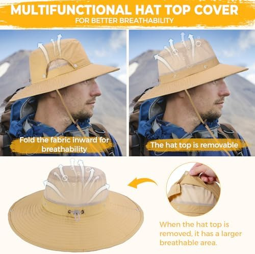 Sombrero De Sol Para Hombre De Ala Ancha, Transpirable, Upf5
