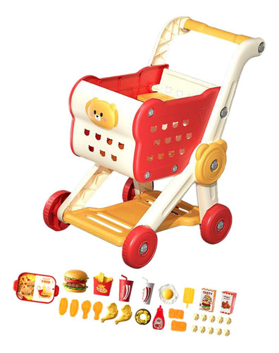 Juego De Carrito De Compras Para Niños, Mini Carrito Rojo