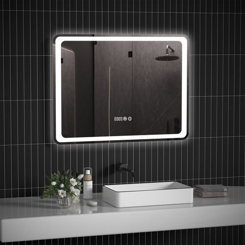 Espejo Pared Rectangular Led Con Touch Antiniebla 80x60cm