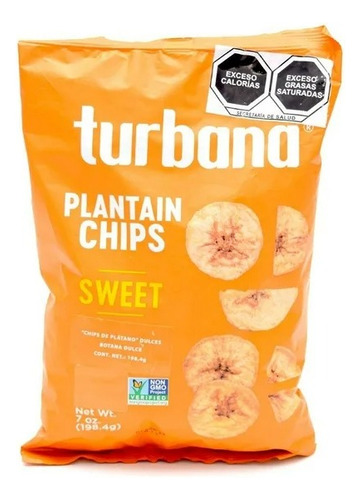 7 Pza Botana Turbana Chips De Plátano Dulces 198.4 G