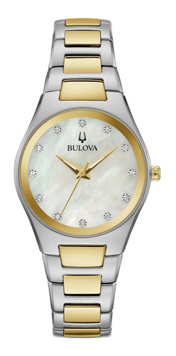 Reloj Bulova 98l305 Para Dama Clásico Original Color de la correa Plateado/Dorado
