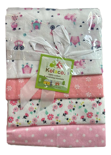Set 4 Mantas Tutos Pañales Bebés Pack 4 Unidades Algodón