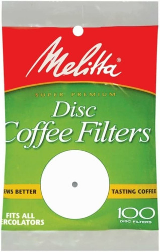 Filtros De Café Melitta, Disco Blanco De 3,5 Pulgadas, 100 U