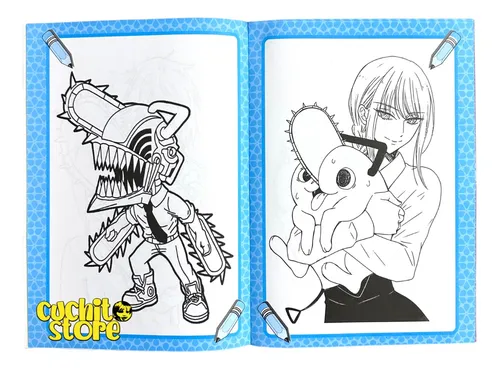 Mini Mega Libro Libro Para Colorear Pochita Chainsaw Man