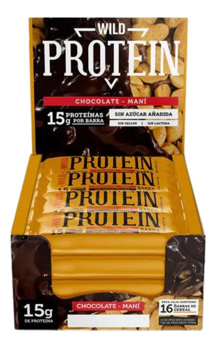 Wild Protein Barras Chocolate Maní 16x45g Andina Grains