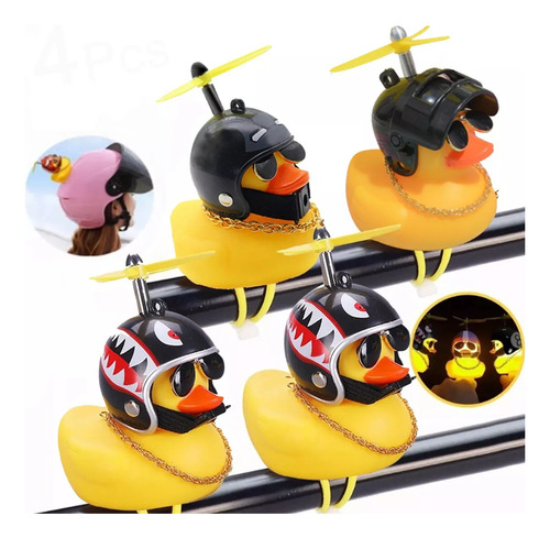 4pcs Patito Amarillo Con Casco De Altavoz De Coche Y Bicicle