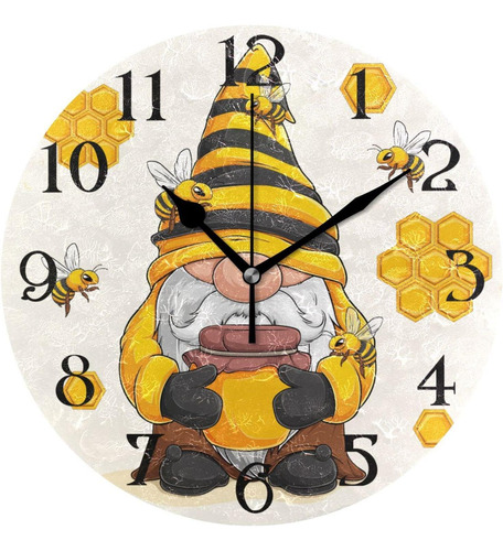 Reloj De Pared Con Forma De Panal De Abeja De Gnomo, Silenci