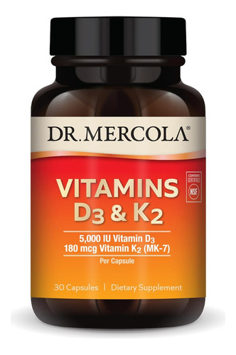 Vitamina D3 5000 Iu Y K2 180 Mcg Dr. Mercola 30 Cápsulas