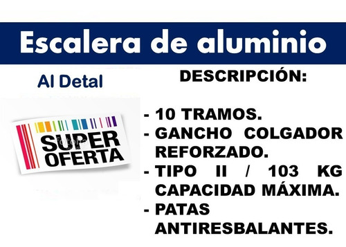 Escalera De Aluminio 10 Tramos